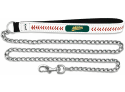 Oakland Athletics Pet Leash Leather Chain Baseball Size Medium