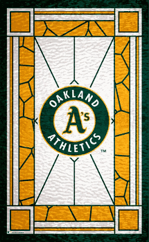 Oakland Athletics Stained Glass 11x19 Wood Sign