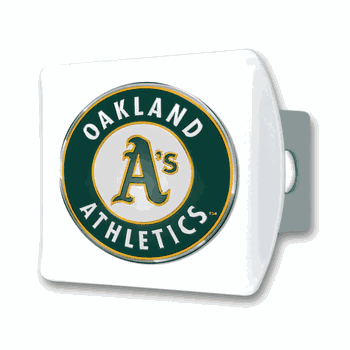 Oakland Athletics White Metal Hitch Cover with  3D Color Emblem
