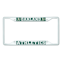 Oakland Athletics White Metal License Plate Frame - 6.25"x12.25"