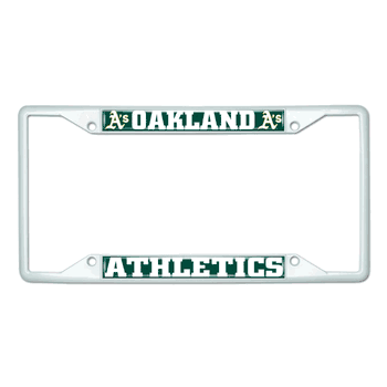 Oakland Athletics White Metal License Plate Frame - 6.25