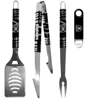 Oakland Raiders 3 pc BBQ Set and Bottle Opener