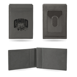 Ohio Bobcats Gray Laser Engraved Front Pocket Wallet