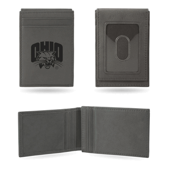 Ohio Bobcats Gray Laser Engraved Front Pocket Wallet
