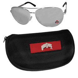 Ohio St. Buckeyes Aviator Sunglasses and Zippered Carrying Case
