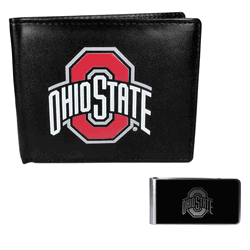 Ohio St. Buckeyes Leather Bi-fold Wallet & Black Money Clip