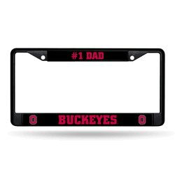 Ohio State Buckeyes #1 Dad Black Chrome Frame with Decal Inserts 12" x 6" Car/Truck Auto Accessory