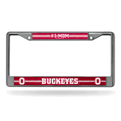 Ohio State Buckeyes #1 Mom 12" x 6" Silver Bling Chrome Car/Truck/SUV Auto Accessory