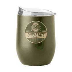 Ohio State Buckeyes 16oz Badge Powder Coat Curved Beverage