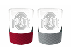 Ohio State Buckeyes 2pc Laser Etched Commissioner Rocks Glass Set