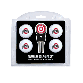 Ohio State Buckeyes 4 Ball Gift Set + Divot Tool & Marker