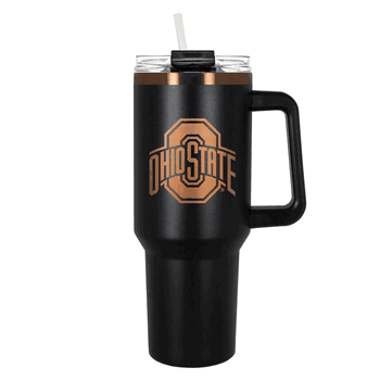 Ohio State Buckeyes 40oz Black and Copper Colossus Travel Mug with Straw