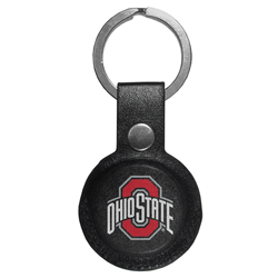 Ohio State Buckeyes AirTag Compatible Leather Key Chain