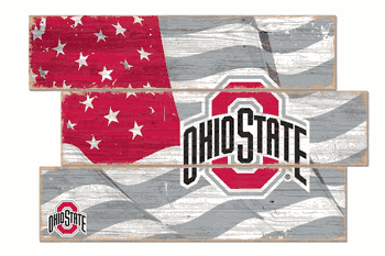 Ohio State Buckeyes American Flag 3 Plank