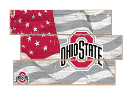 Ohio State Buckeyes American Flag 3 Plank