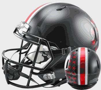 Ohio State Buckeyes  Authentic Speed Full Size Football Helmet Satin Black with Red Buckeyes