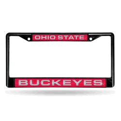 Ohio State Buckeyes Black 12" x 6" Black Laser Cut Chrome Frame