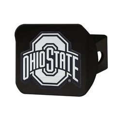 Ohio State Buckeyes Black Metal Hitch Cover with Metal Chrome 3D Emblem