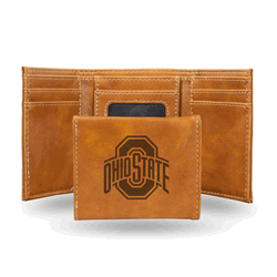 Ohio State Buckeyes Brown Laser Engraved Faux Leather Trifold