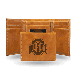 Ohio State Buckeyes Brown Laser Engraved Tri-Fold Wallet
