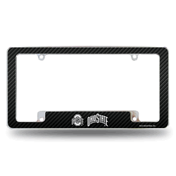 Ohio State Buckeyes Carbon Fiber 12" x 6" Chrome All Over Automotive License Plate Frame