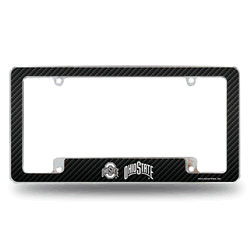 Ohio State Buckeyes Carbon Fiber 12" x 6" Chrome All Over Automotive License Plate Frame for Car/Truck/SUV