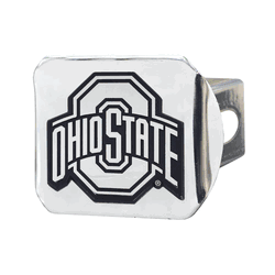 Ohio State Buckeyes Chrome Metal Hitch Cover with Chrome Metal 3D Emblem
