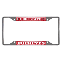 Ohio State Buckeyes Chrome Metal License Plate Frame, 6.25in x 12.25in