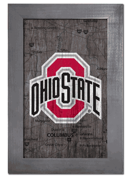 Ohio State Buckeyes City Map 11x19 Sign