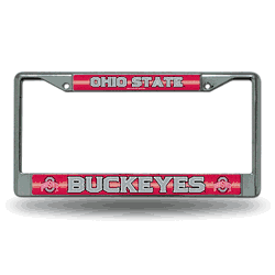 Ohio State Buckeyes Classic 12" x 6" Silver Bling Chrome Car/Truck/SUV Auto Accessory