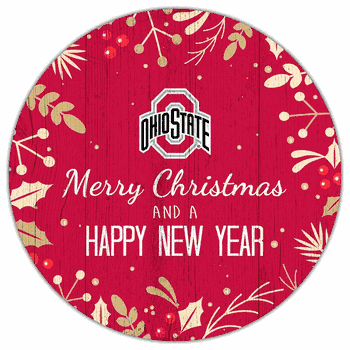 Ohio State Buckeyes Merry Christmas & New Year 12in Circle