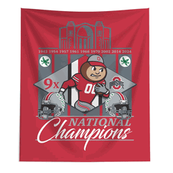 Ohio State Buckeyes NCAA 2024 FBC  9X Champs Wall Hanging 50X60 Inches