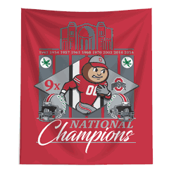Ohio State Buckeyes NCAA 2024 FBC 9X Champs Wall Hanging 50X60 Inches