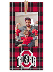 Ohio State Buckeyes Plaid Clothespin 6x12 Sign