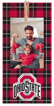 Ohio State Buckeyes Plaid Clothespin 6x12 Sign