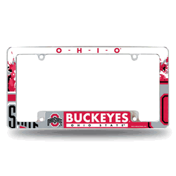 Ohio State Buckeyes Primary 12" x 6" Chrome All Over Automotive License Plate Frame
