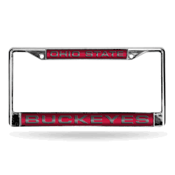 Ohio State Buckeyes Red 12" x 6" Laser Cut Chrome Frame