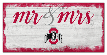 Ohio State Buckeyes Script Mr & Mrs 6x12 Sign