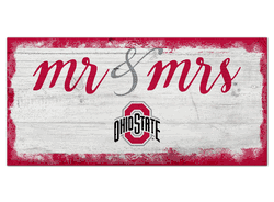 Ohio State Buckeyes Script Mr & Mrs 6x12 Sign