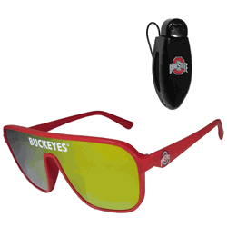 Ohio State Buckeyes Shield Sunglasses with Visor Clip