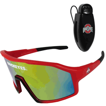 Ohio State Buckeyes Shield Sunglasses with Visor Clip