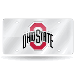 Ohio State Buckeyes Silver 12" x 6" Silver Laser Cut Tag For Car/Truck/SUV