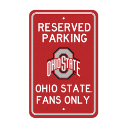 Ohio State Buckeyes Team Color Reserved Parking Sign Dcor 18in. X 11.5in. Lightweight