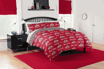 NCAA Ohio State Buckeyes University Buckeyes Rotary Queen Bed In A Bag Set