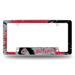 Ohio State Buckeyes Tie Dye 12" x 6" Chrome All Over Automotive License Plate Frame
