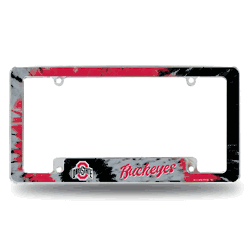 Ohio State Buckeyes Tie Dye 12" x 6" Chrome All Over Automotive License Plate Frame for Car/Truck/SUV