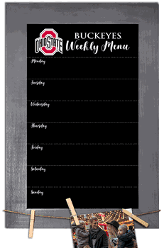 Ohio State Buckeyes Weekly Chalkboard with frame & clothespins 11x19 Sign