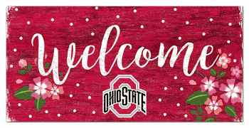Ohio State Buckeyes Welcome Floral 6x12 Sign