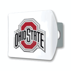 Ohio State White Metal Hitch Cover with  3D Color Emblem