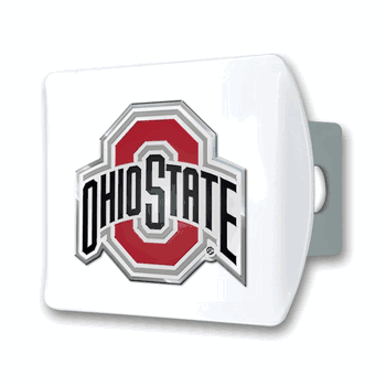 Ohio State White Metal Hitch Cover with  3D Color Emblem